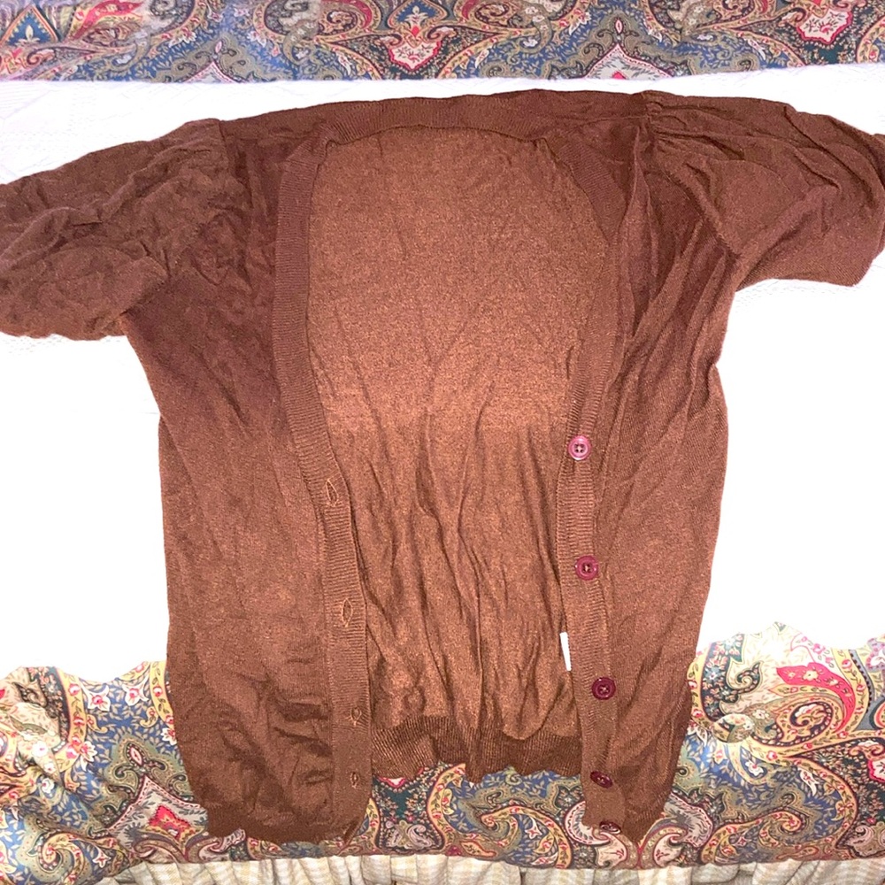 BROWN HALOGEN WOMENS CARDIGAN BUTTON UP SWEATER! ! EXCELLENT CONDITION